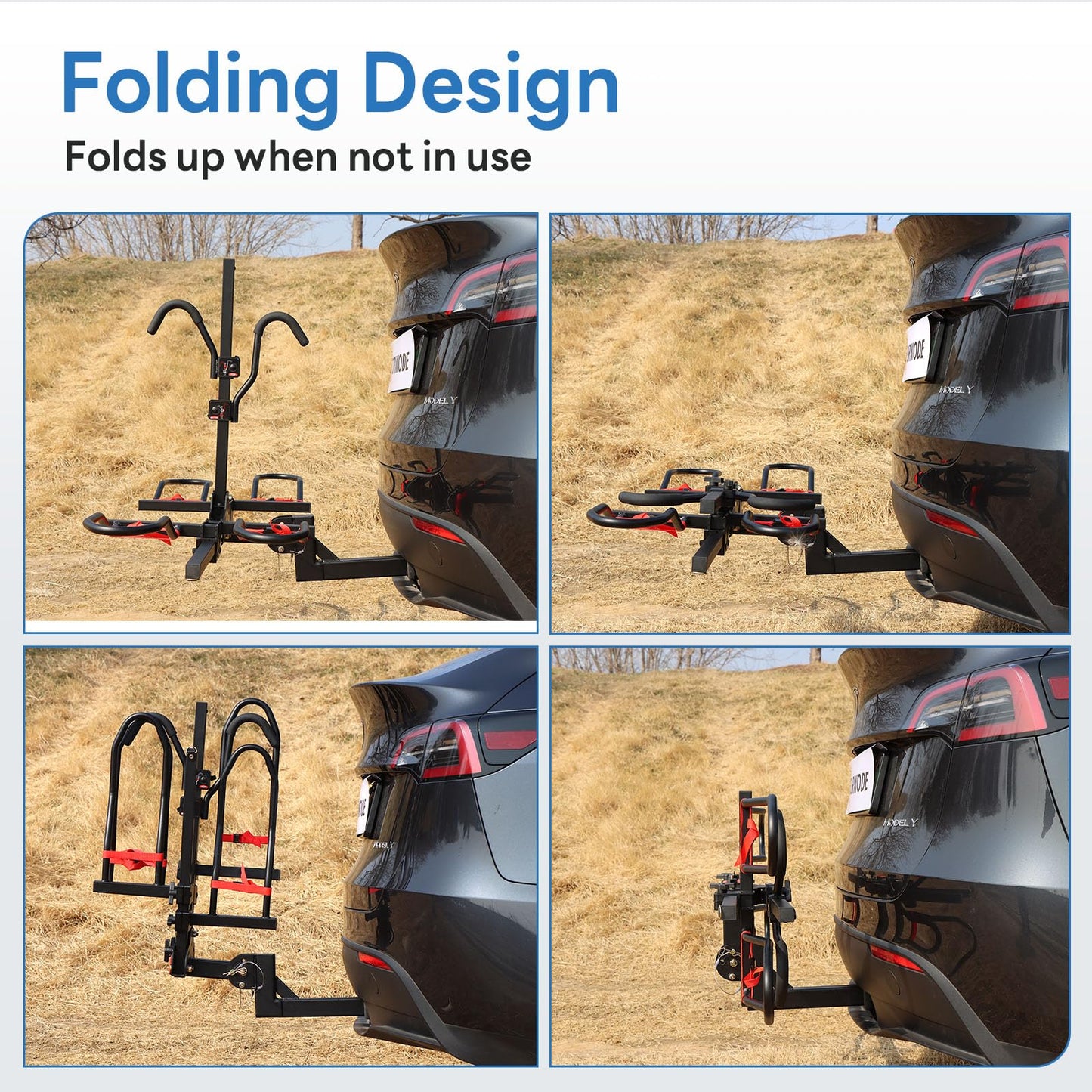 FORWODE Bike Rack Hitch for Car, 200 LB 2-Bike Racks with Hitch Lock, Wobble Free Smart Tilting Folding Hitch Mount Bike Rack for 2 Inch Receiver, Bike Carrier Fits Up to 5 Inch Fat Tire for Car
