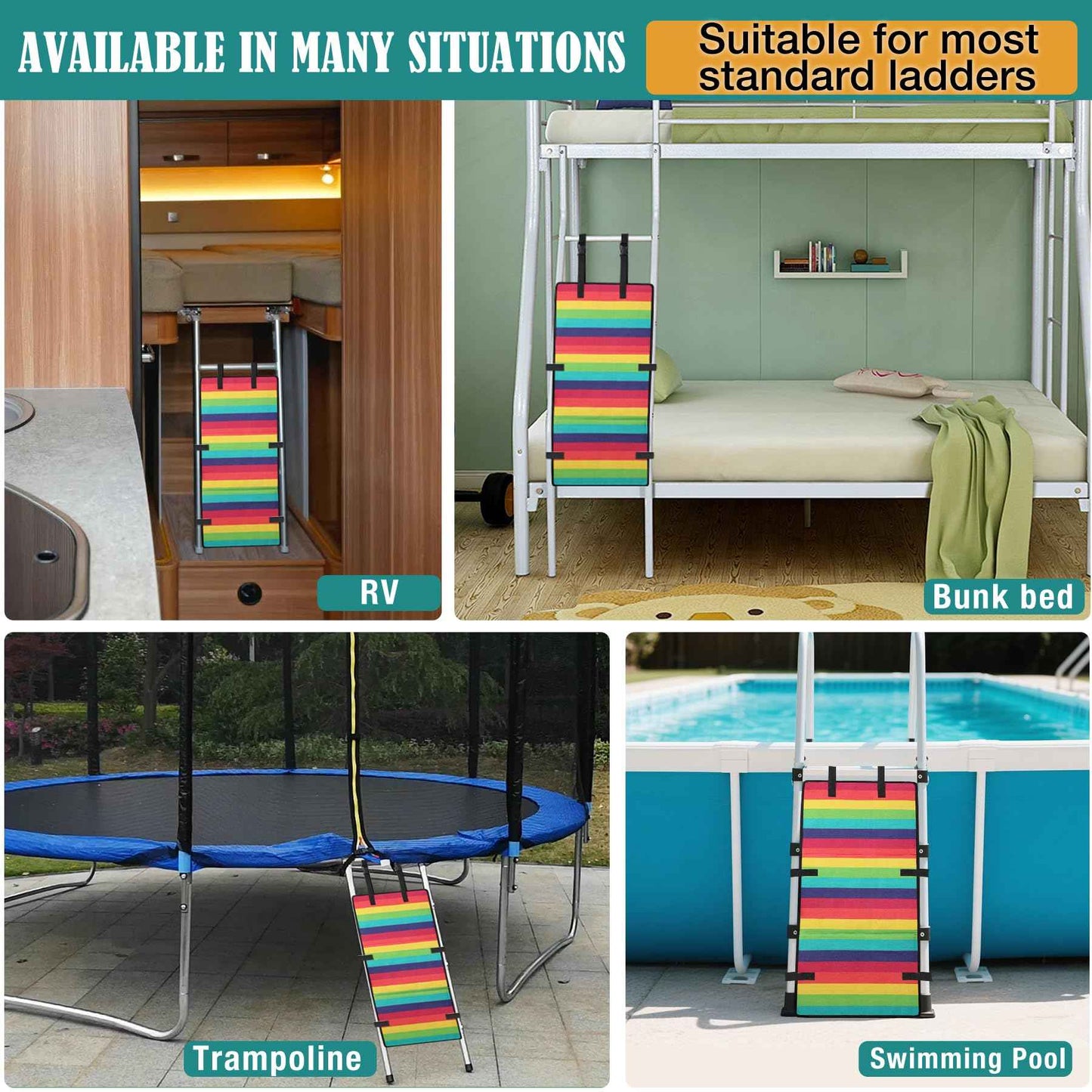 Vizava Bunk Bed Ladder Cover Safety Non-Toxic,Odorless 31x15in Bunk Bed Ladder Guard Pads for Kids Protector to Prevent Climbing Ladder Also Fit for Attic Stairs,Swimming Pool & Playground Ladder