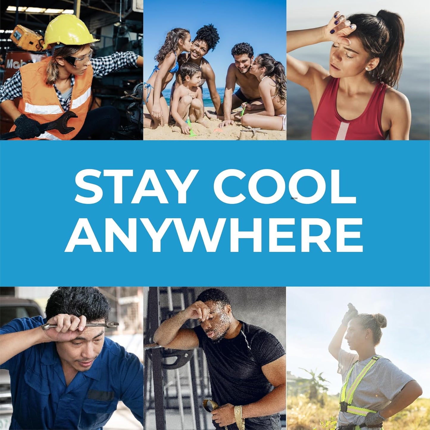 SHAKEitCOOL Cooling Towel - Stylish Heat Relief & Sun Protection - Soft, Lightweight, Easy Clean - Blue Wave