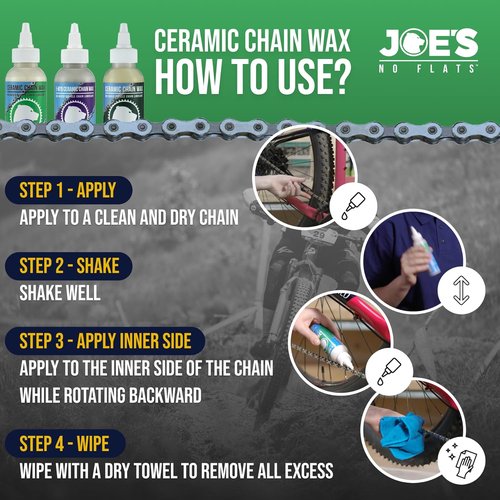 Joe's No Flats eMTB Chain Wax - Bio-Based Ceramic Formula for Electric Mountain Bikes - 4.2oz