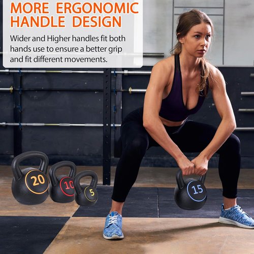 F2C Kettlebell Set - 4 Piece Strength Training Weights for Full Body Workout | 5lb, 10lb, 15lb, 20lb