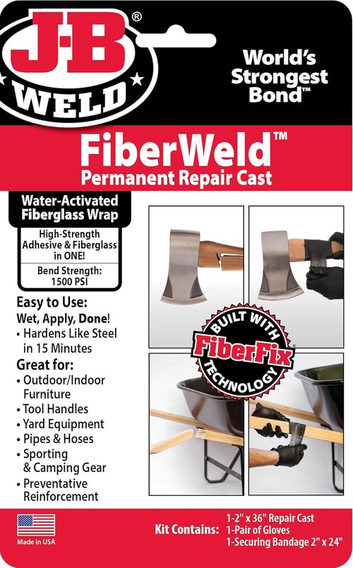 FiberWeld Permanent Repair Cast - High Strength Fiberglass Wrap for Durable Repairs | 2x36 Inch, Black