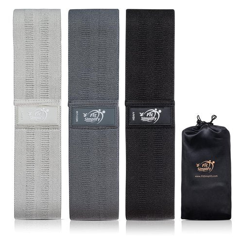 Fit Simplify Non Slip Fabric Resistance Hip Cloth Bands, Set of 3