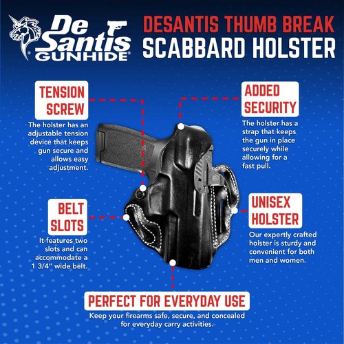 DeSantis Gunhide Holsters Thumb Break Scabbard, Right, Black, SIG P320C, P250C, P320XCOMPACT, P320C with Reflex Sight, P250C with Reflex Sight, P320-M18