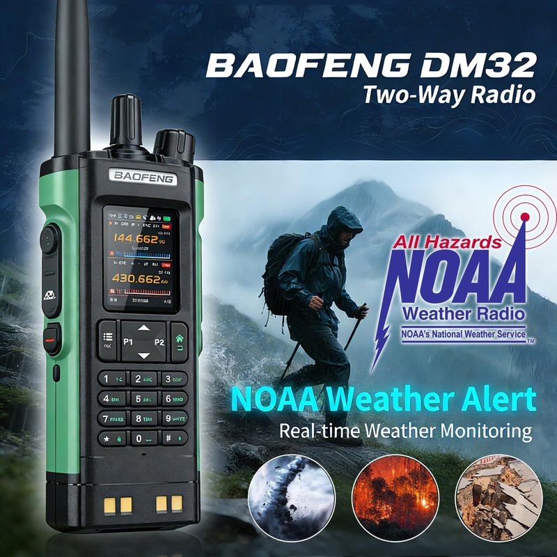 BAOFENG DM-32UV 10W DMR Radio | GPS, APRS, NOAA Weather | Adult Ham Radio Kit for Emergency Prep & Outdoor Adventures | Tactical Antenna, MOLLE Bag, Comms Card,Programming Cable & Type-C Charger (1)