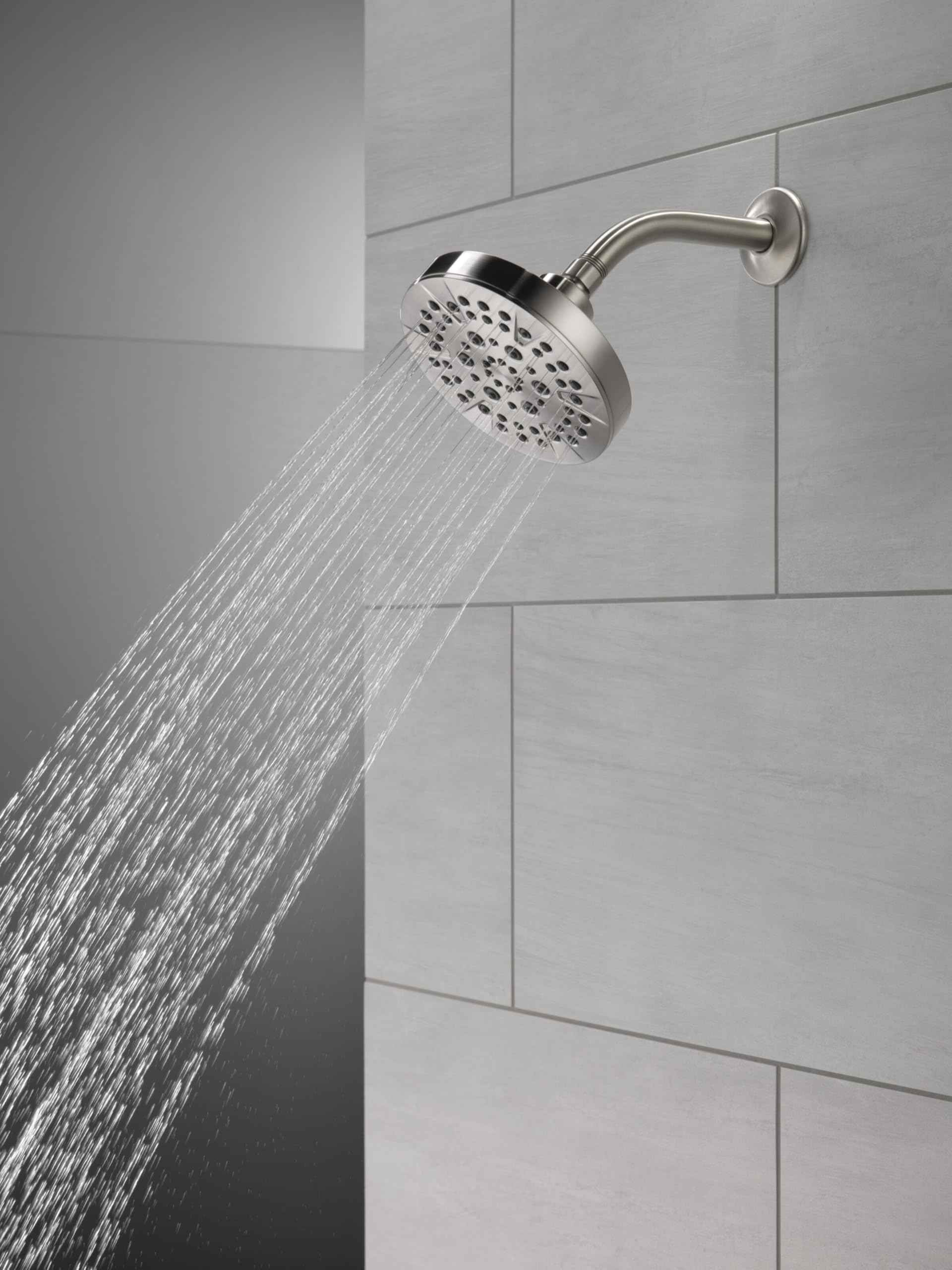 Delta 6-Setting Brushed Nickel Shower Head with High Pressure Spray, 6 Inch Round Shower Head, Showerheads, 1.75 GPM Flow Rate, Stainless 52535-SS