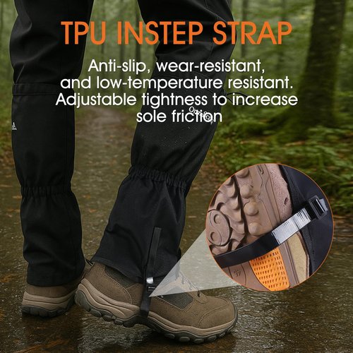 HiMagics Waterproof Snow Gaiters for Boots, Long Leg Gaiters for Hiking, Hunting & Outdoor Work – Anti-Snow, Anti-Water, Anti-Sand Protection (Black, L)