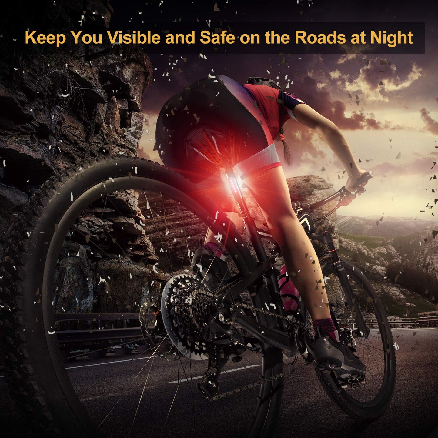 Ascher USB Rechargeable LED Bike Tail Lights 2 Pack, Bright Bicycle Cycling Rear Light, 4 Light Mode Options Safety Bike Light for Adults Men Women Road Mountain(2 USB Cables Included)
