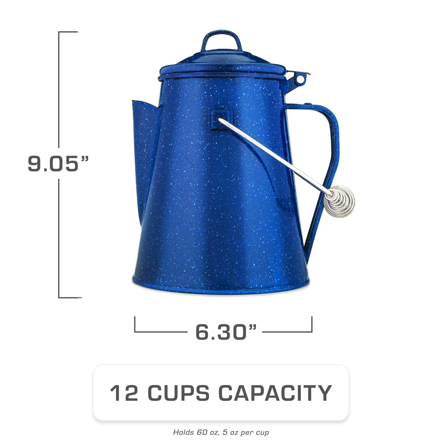 COLETTI Classic Camping Kettle 60 oz — Tea and Camp Kettle, NO Aluminum or Plastic, Ideal for Boiling Water [Blue Enamel]