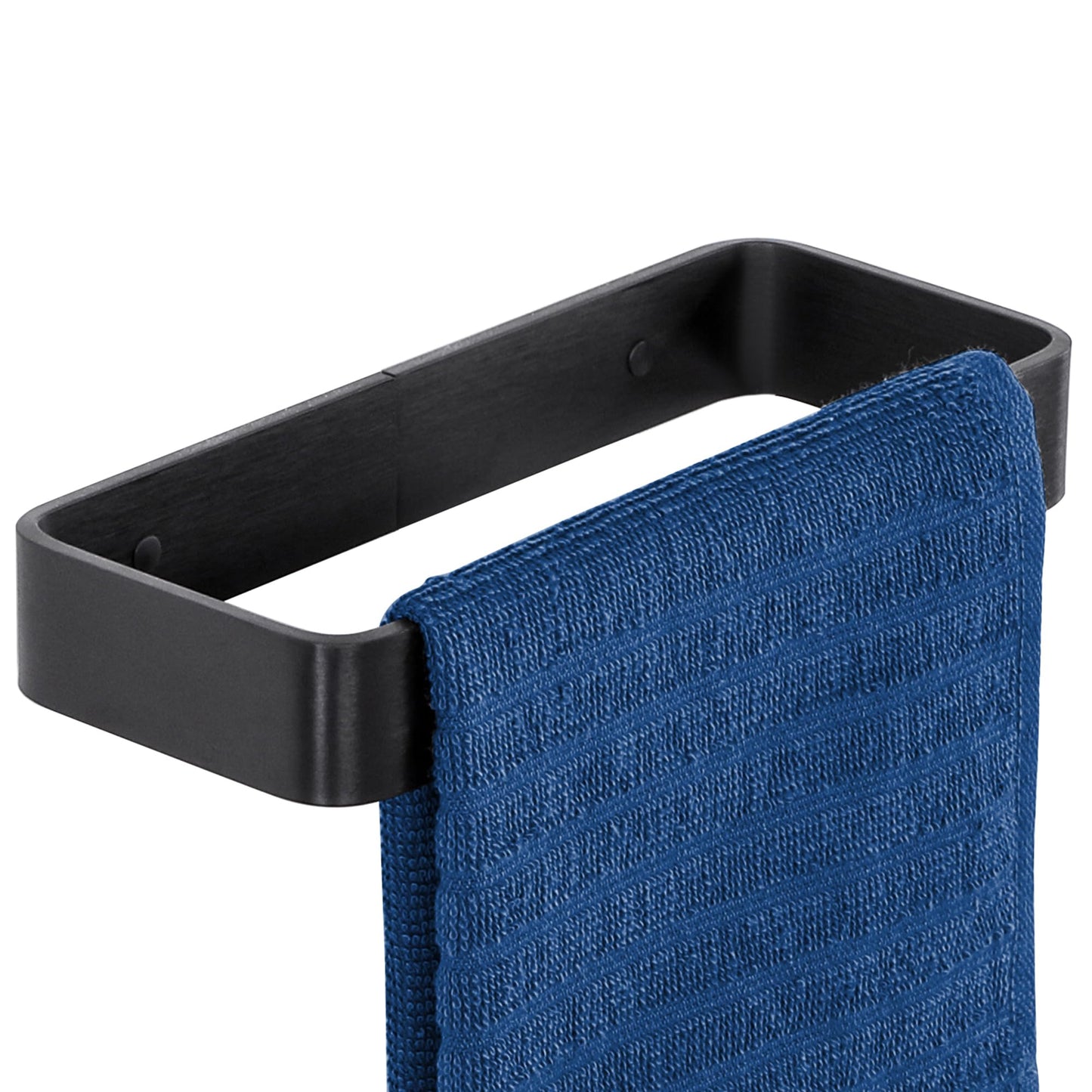 SAYAYO Matte Black Hand Towel Holder for Bathroom Wall, 8 Inch Self Adhesive Towel Bar Hand Towel Rack Square Heavy Duty