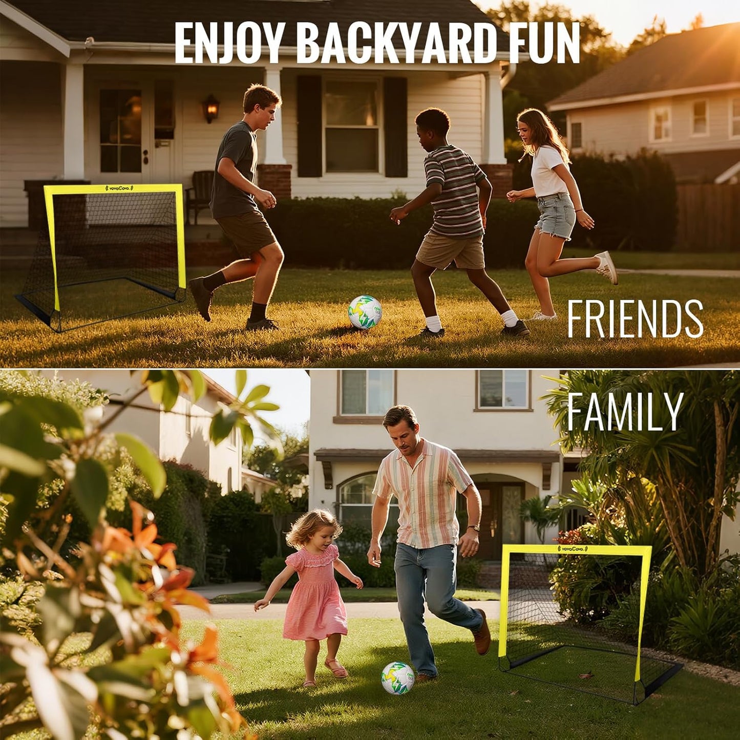 VavaCava Portable Soccer Goals Set - 4'x3' with 2 Nets, Balls, Cones & Pump | Perfect for Kids' Outdoor Fun