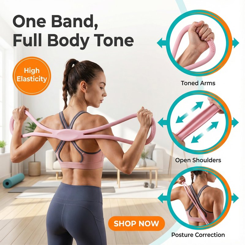 Resistance Bands, Figure 8 Resistance Bands for Women Men, 8 Shaped Resistance Rubber Band for Arms, Back, Shoulder Stretch with Handles, Not Break, Portable, Blue 25LB