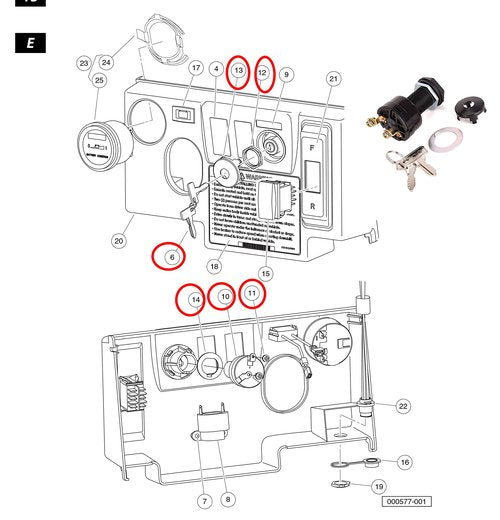 Dr.Acces Golf Cart Ignition Key Switch | Starter Switch for Club Car DS Electric Golf Cart 1996-Up | 36-48 Volts OEM# 101826201