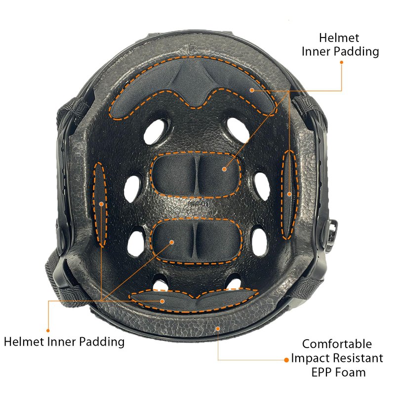 ATAIRSOFT PJ Type Tactical Multifunctional Fast Helmet with Visor Goggles Version Black