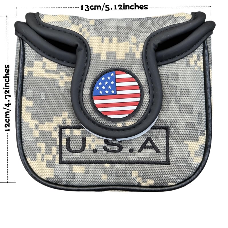 CAMO Style Golf Square Mallet Putter Head Cover Nylon Putter Cover Headocver Magnetic for Mallet Style Putters Patriotism Golf Accessories for Men Golfers
