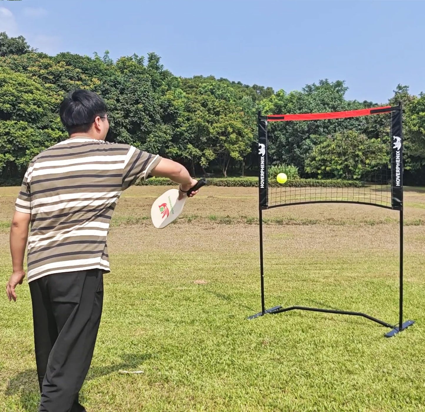 10FT Mini Pickleball Net, 4FT Adjustable Height Dink Training Rebounder Net with Paddles Set of 2, Pickleballs and Carry Bag for Outdoor Indoor Driveway Game, Easy Setup
