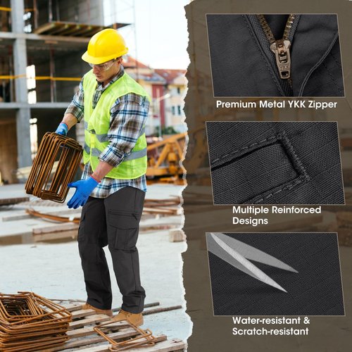 IGOLUMON Men's Stretch Tactical Pants, Breathable Ripstop Cargo Work Pants Outdoor Lightweight EDC Work Hiking Pants with 12 Pockets Black