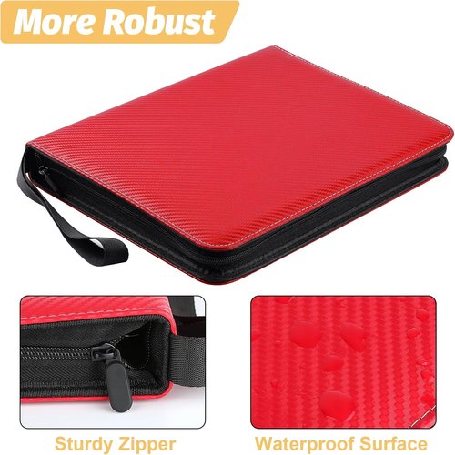 GERMUN 9 Pocket Card Binder - Premium Zip Trading Card Album for MTG, TCG & Sports Cards | Red, 720 Double-Sided Pockets