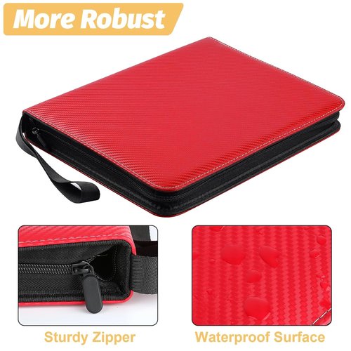GERMUN Premium Zip Trading Card Binder - 720 Double-Sided Pocket Album for MTG & TCG (Red)