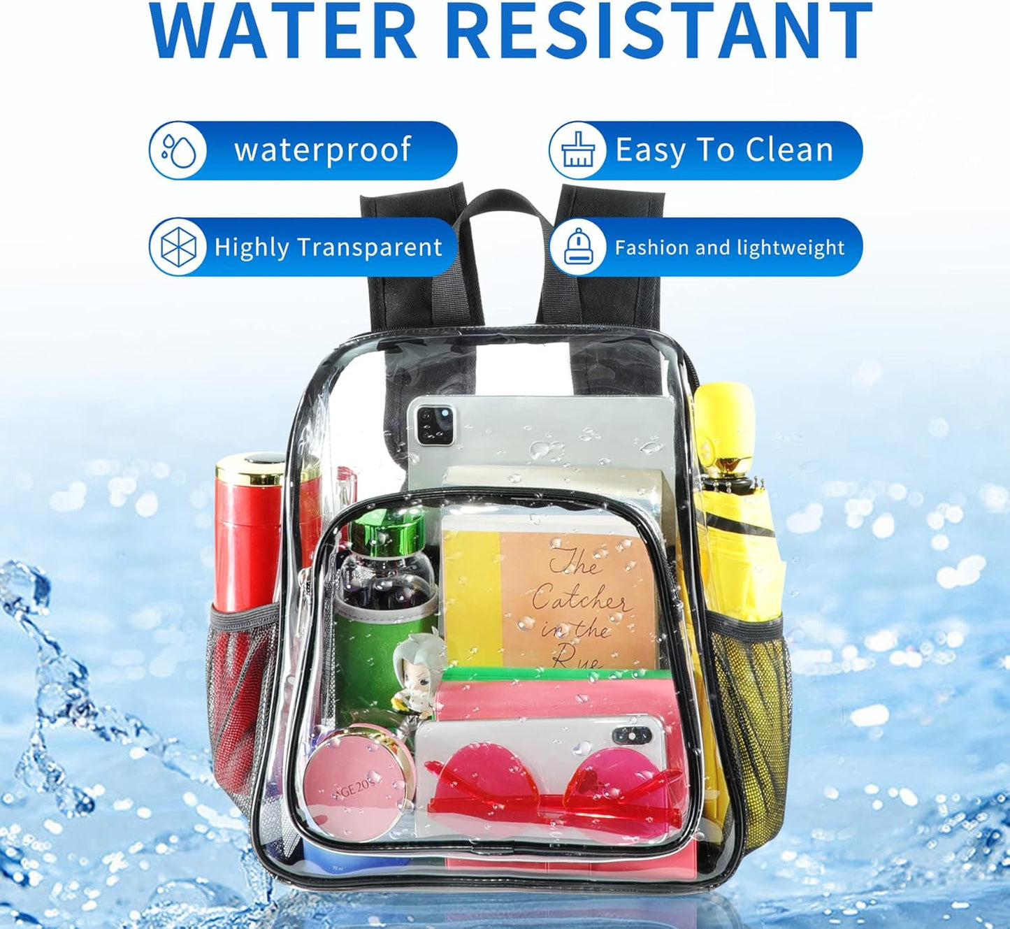 Mildbeer Clear Backpack - Stadium Approved 12x12x6 with 2 Bottle Holders | Ideal for Concerts & Festivals
