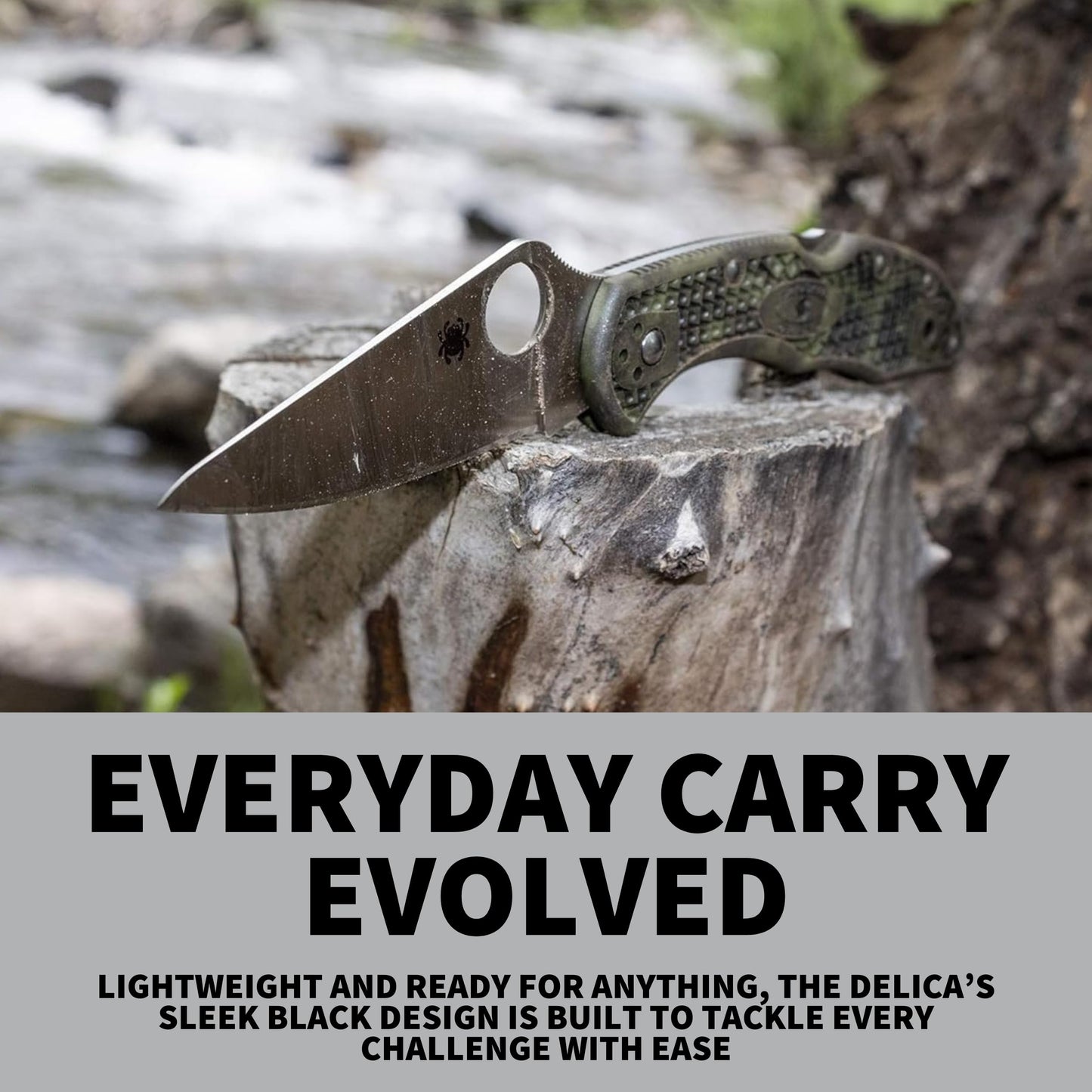 Spyderco Delica 4 Lightweight Folding Pocket Knife with 2" VG-10 Steel Blade and FRN Handle - EDC Knife for Men and Women, Perfect for Hunting, Tactical, Camping - CombinationEdge - C11PSBBK