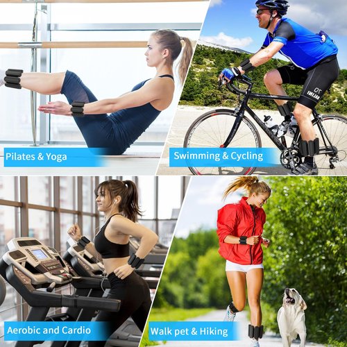 AYSOW Adjustable Wrist & Ankle Weights for Men Women, Set of 2 (1lb Each), Wearable Bangles Silicone Bracelet, Workout Resistance Weights for Yoga, Pilates, Dance, Aerobics and Walking, Black