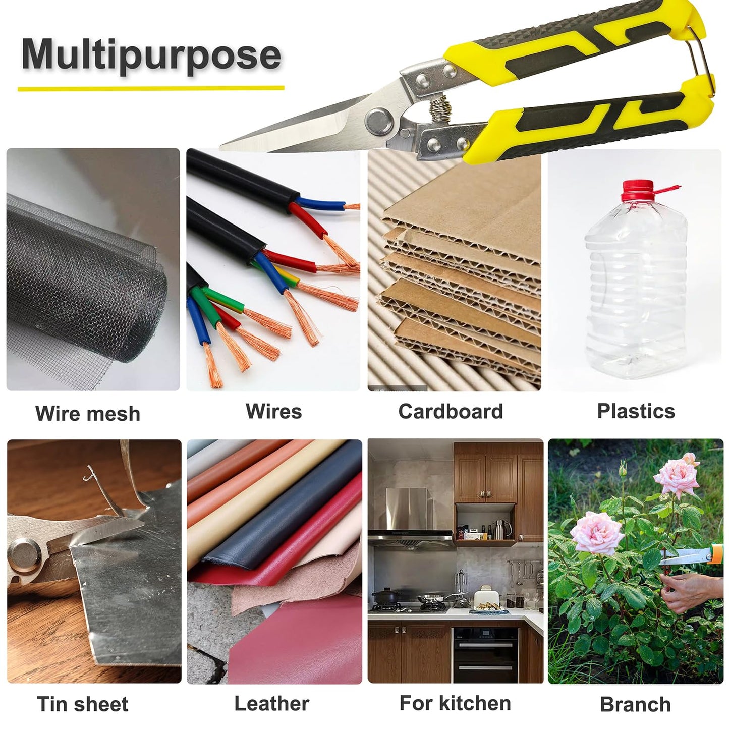 YYZHEN Aviation Tin Snips 8.7 Inch, Heavy Duty Straight Metal Cutter with Stainless Steel Blade & Comfortable Grips for Cutting Cardboard, Thin Iron, Wire, DIY Projects