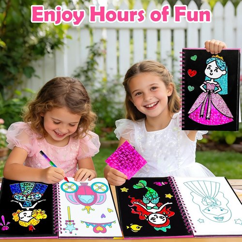 FunnyB&G Foil Art Crafts for Kids - Creative Birthday Gift for Girls Ages 4-8 | Perfect for Mother's Day & Parties