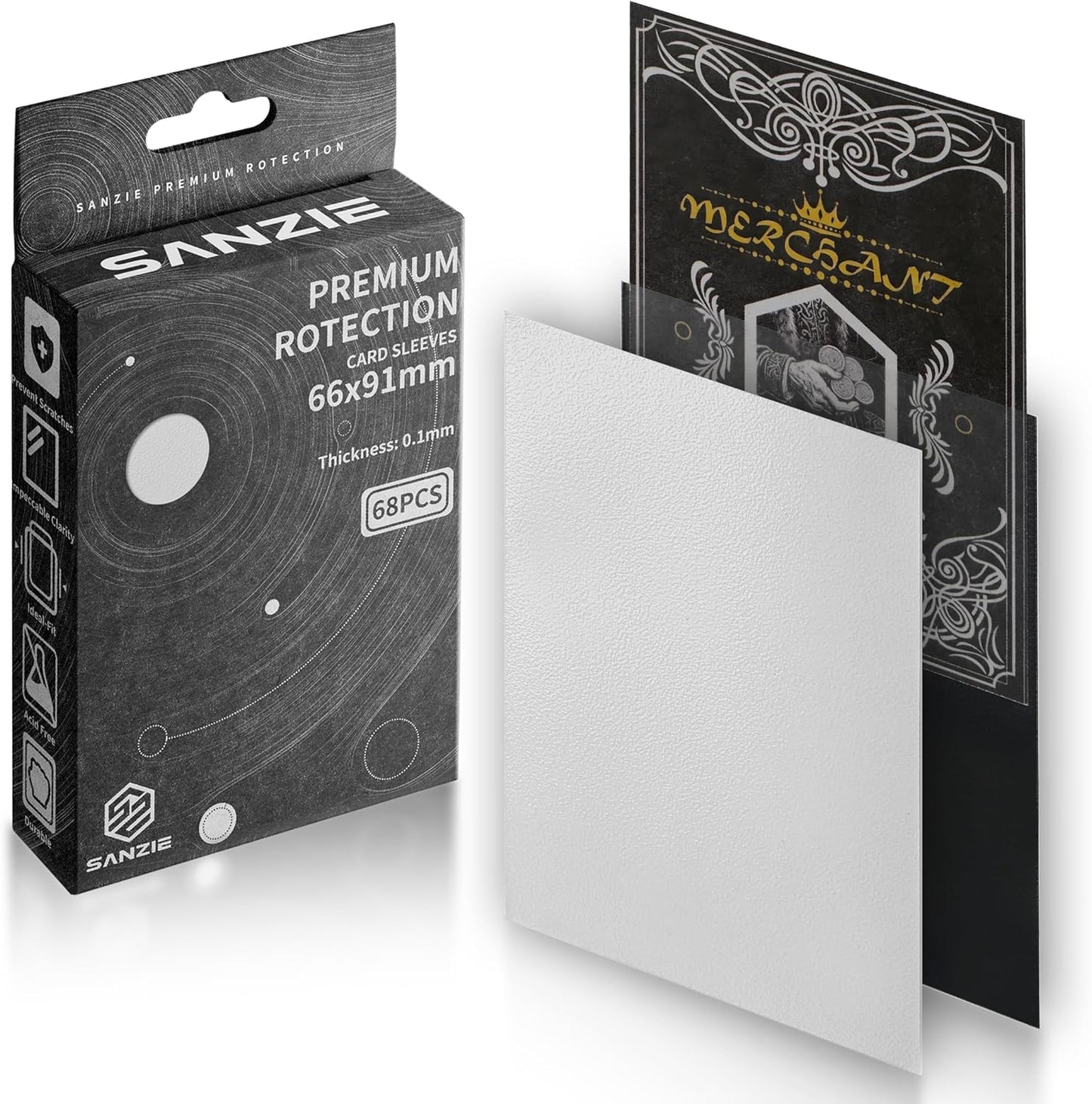 SANZIE Matte Card Sleeves - 68 Count Trading Card Protectors for MTG, TCG & PTCG | Light Grey
