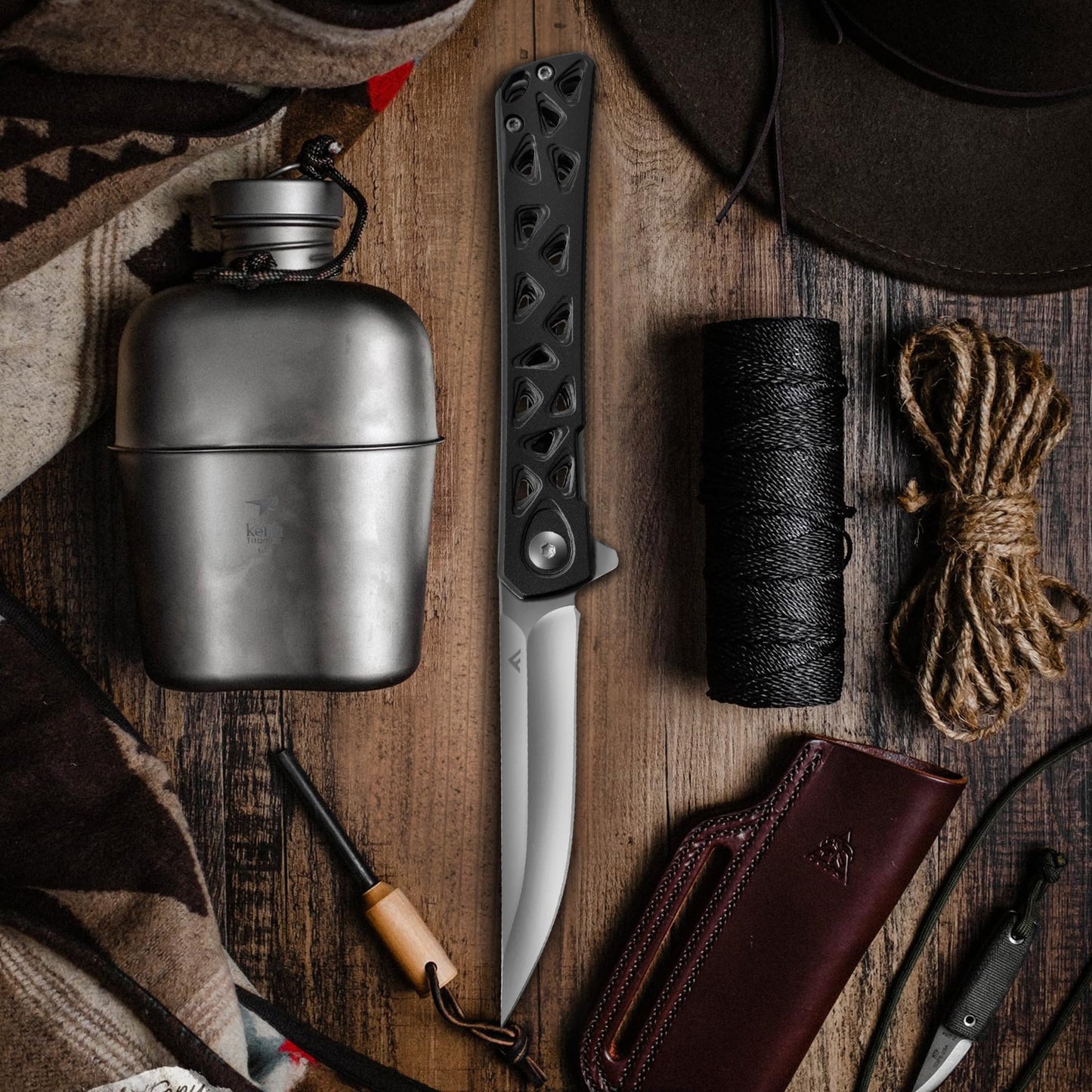 FLISSA Folding Knife, 4.5" Folding Pocket Knife, Hollow-out Design Handle, Tactical Pocket Knife for Hunting, Survival, EDC, Camping and Outdoor Activities