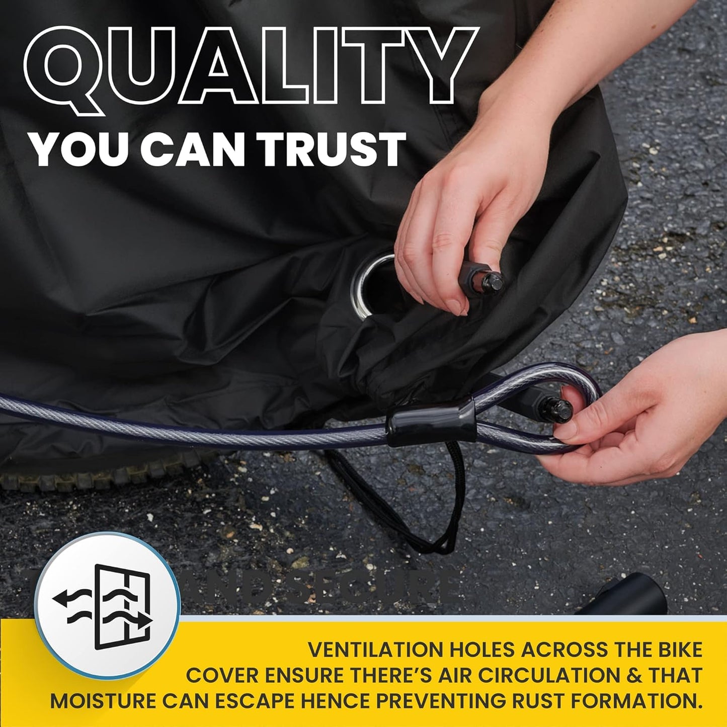 Skiennix Waterproof Bicycle Cover - Heavy Duty Ripstop Fabric for 1 or 2 Bikes | Anti-Theft Lock Holes for Rain & Snow