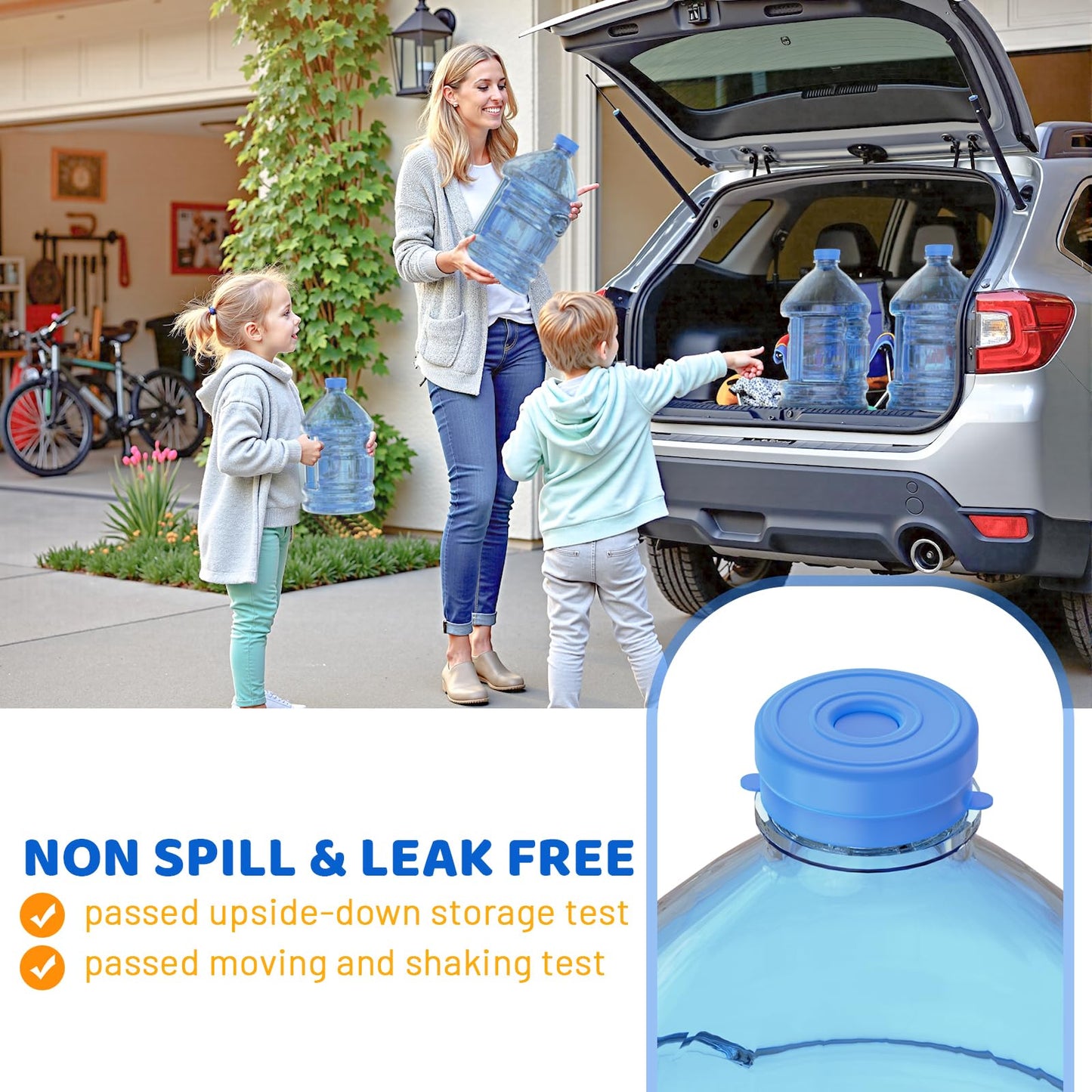 Myvision Reusable 3-5 Gallon Water Jug Caps, Secure Cap for Water Dispenser,No Spill Silicone Replacement Cap,Suitable for bottle mouths with diameters ranging from 1.89 to 2.16 inches (5)