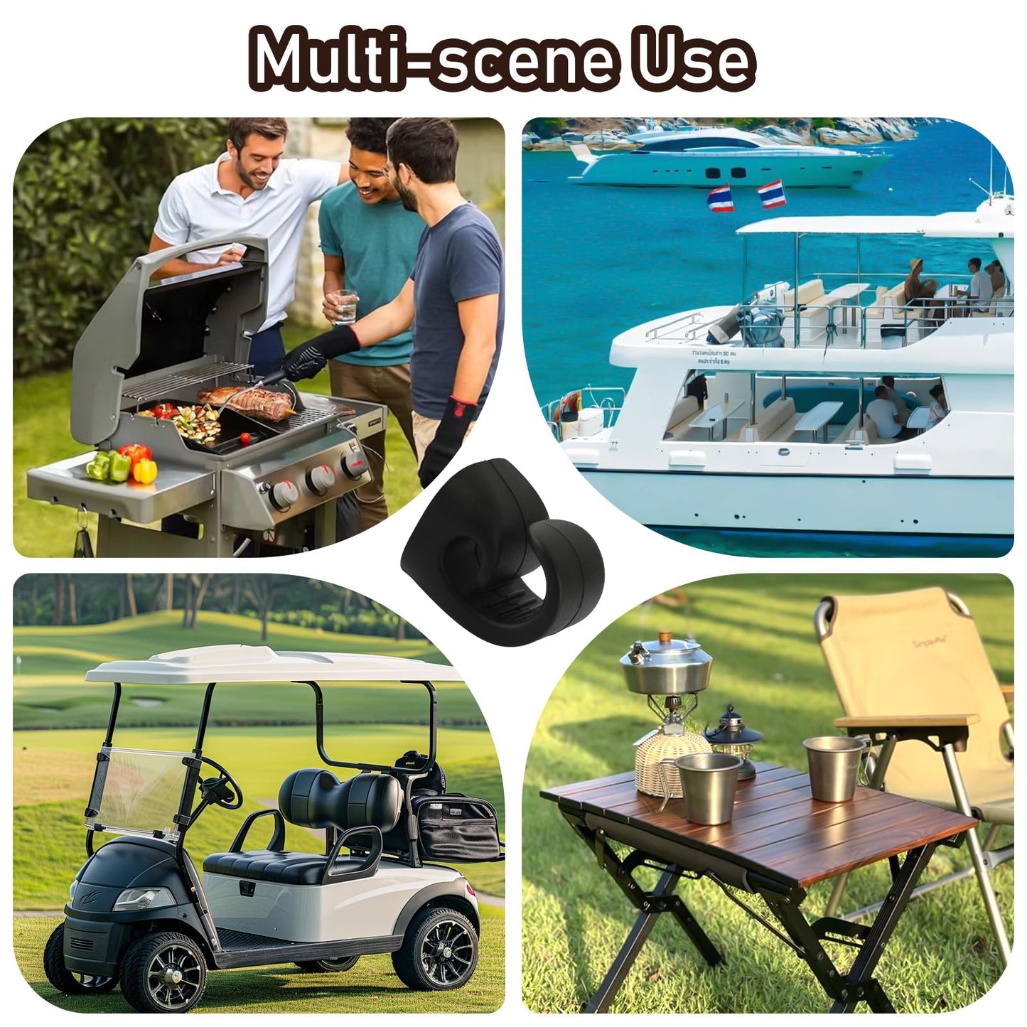 Denwwico 3PCS Magnetic Cigar Holder for Golf Cart, Universal Silicone Clip Fits 20-70 Ring Gauge, Portable Golf Bag Mounting Accessory, Black