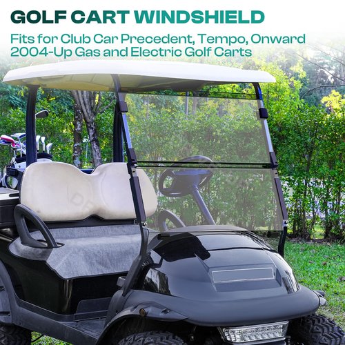 DRIVE UP Golf Cart Windshield, Club Car Windshield Compatible with Club Car Precedent, Onward, Tempo 2004-Up Electric and Gas Golf Carts, Tinted Foldable Windshield Impact Resistant and UV Protection