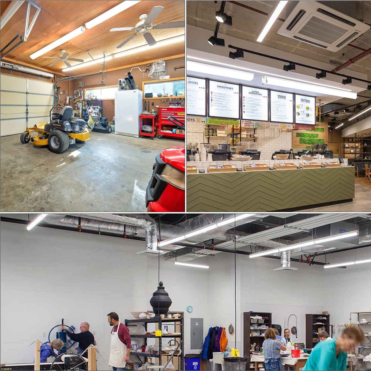 Lightdot 6Pack 4FT LED Shop Light Linkable, 2.5 Inch 52W[Eqv. 400W] Utility Shop Lights, 7500LM, 100-277V, 5000K Garage Lights with 5FT Power Cord, Hanging&Flushmount Integrated Fixture for Workshop