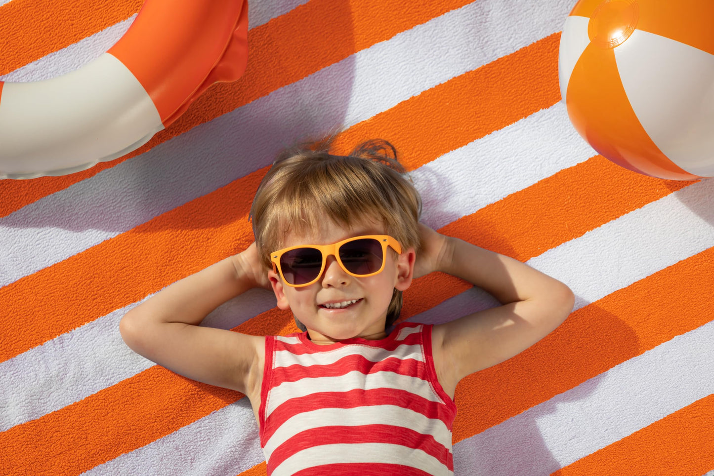 Utopia Towels Pack of 4 Cabana Beach Towels, Oversized 30 x 60 Inches Cotton Beach Towel Set, Smooth Ring Spun Texture for Pool and Swim Days, Modern Striped Design Bath Towels, Orange