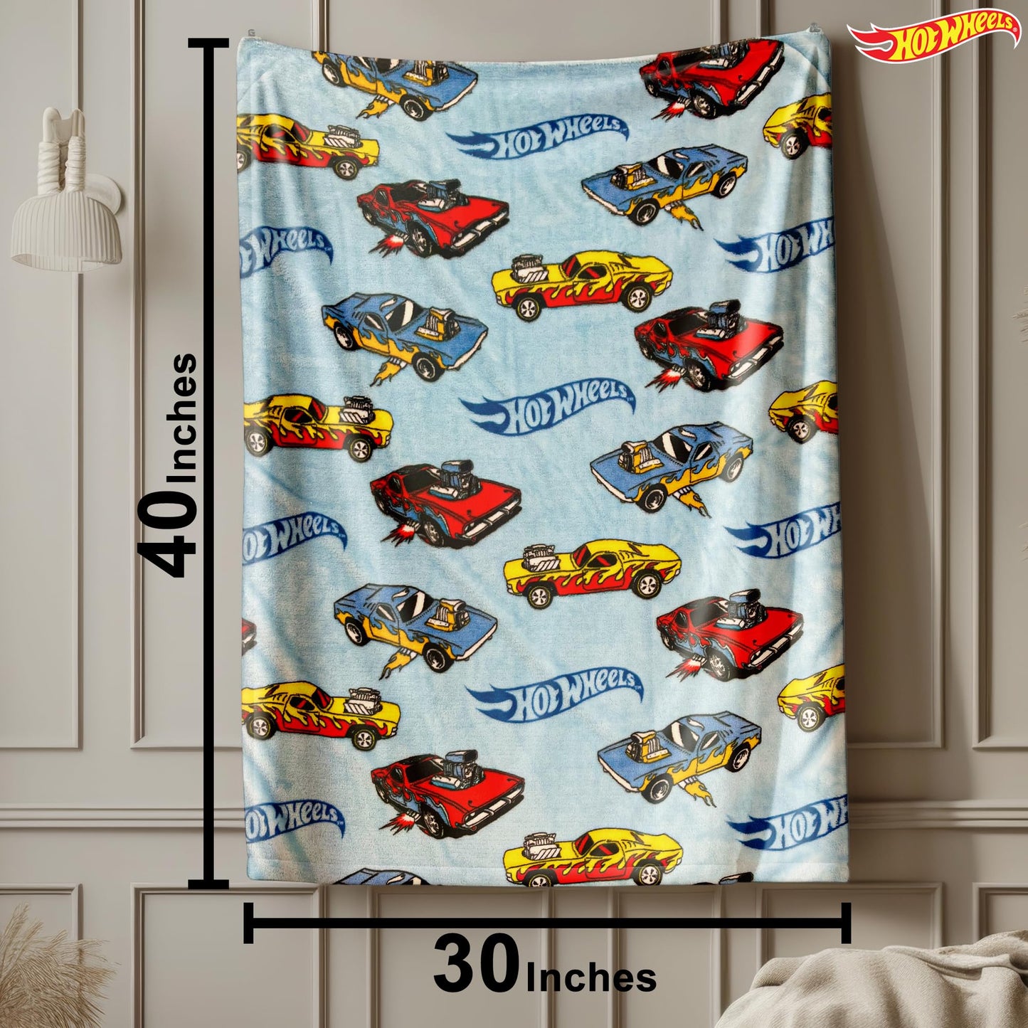 Hot Wheels Blanket (Baby/Toddler) | Hot Wheels Throw Blanket Soft Plush Fleece | Race Car Blanket Kids | Officially Licensed | Small/Medium