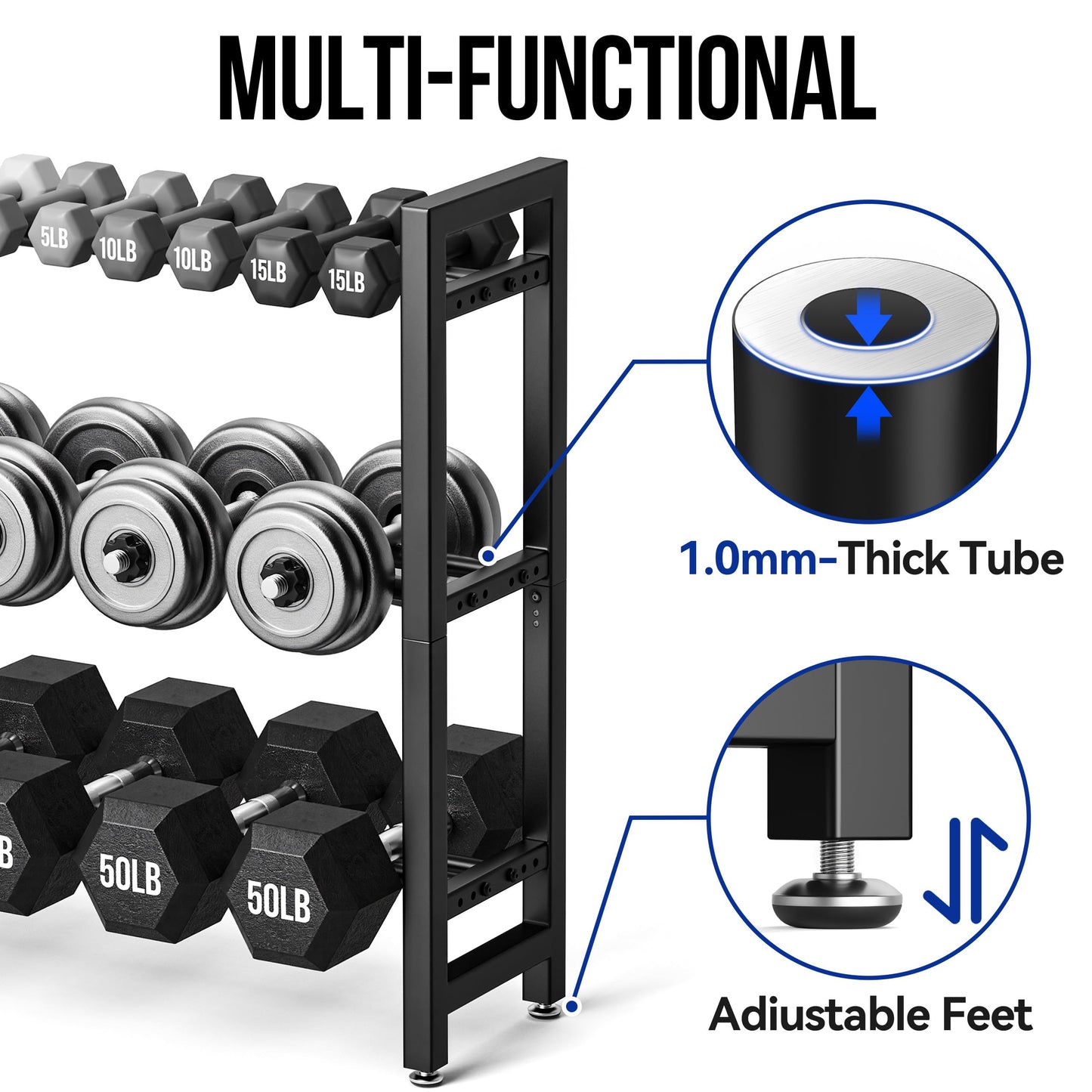 3 Tier Dumbbell Rack, Weight Rack for Home Gym, 390 lb Capacity
