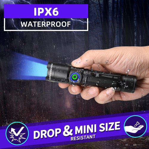 DARKBEAM 365nm UV Light Flashlight Black Light, 20W Mini Blacklight Flashlights 3 LED Rechargeable Woods Lamp for Pet Urine, AC Leak, Blood Tracking, Scorpion, Resin Curing