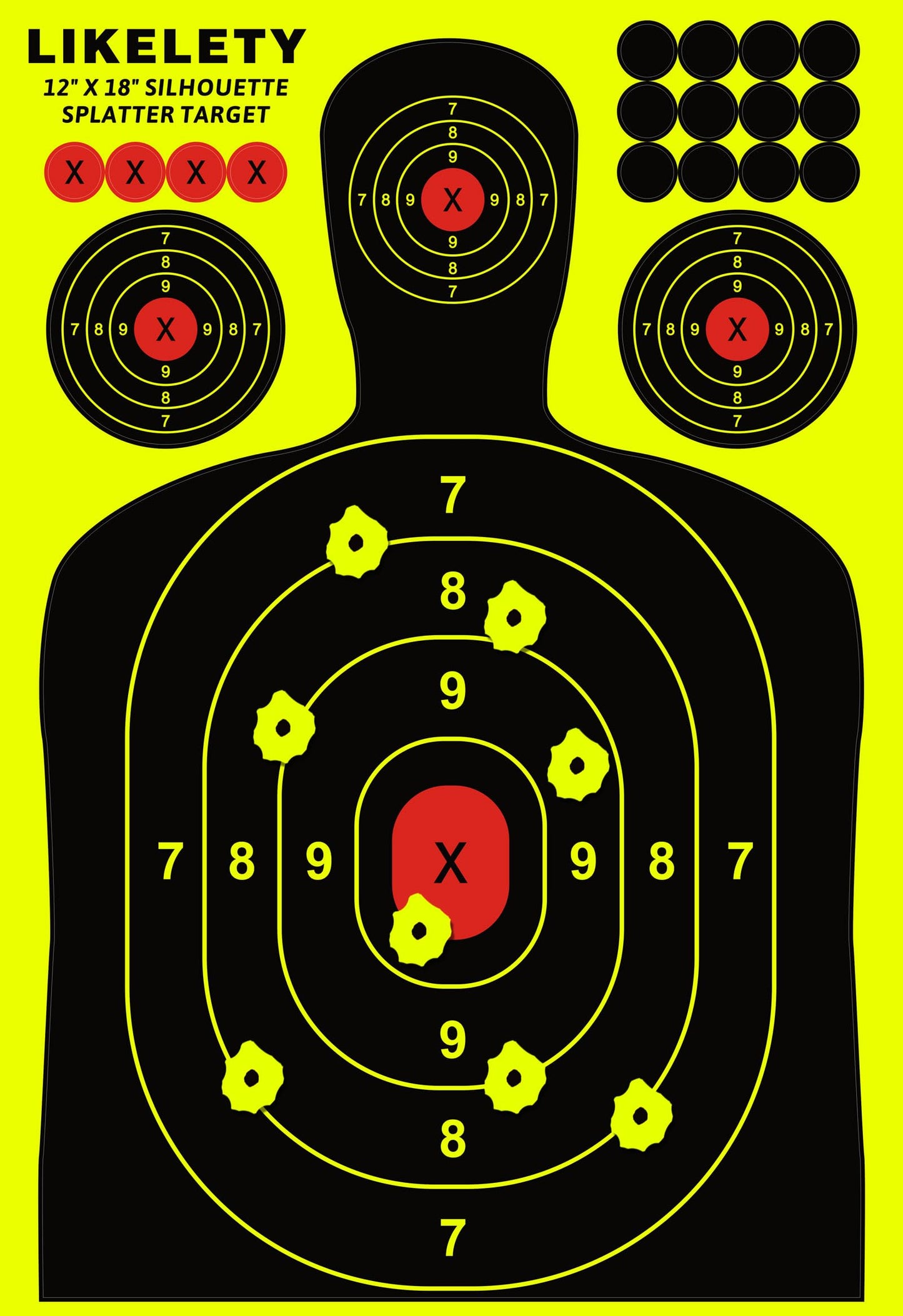 LikeLety 12" x 18" Splatter Targets, Adhesive, Reactive, Shooting Target