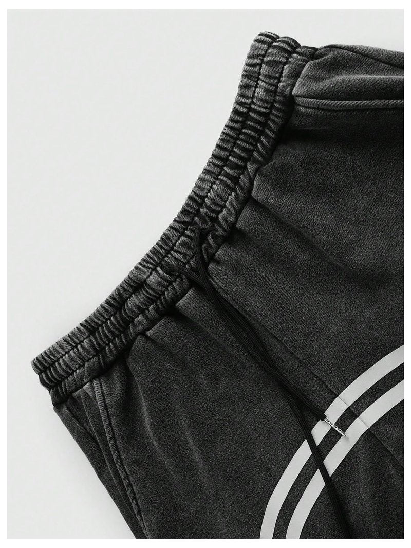 SOLY HUX Men's Side Striped Sweatpants Drawstring Waist Zipper Baggy Wide Leg Pants Streetwear Black Striped Medium
