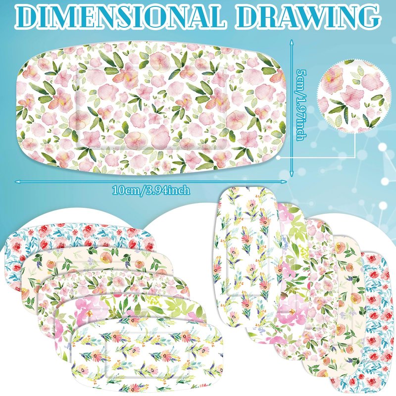 Sinmoe 100 Pcs Large Bandages 2 x 4 Inch Latex Free Big Adhesive Flower Wound Care Flexible Fabric Bandages for Care and Protect Wounds