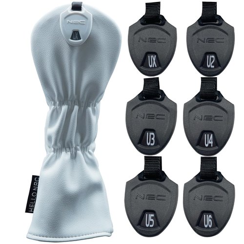 Gbourly Embroidery Pattern Suit Golf Club Hybrid Head Cover Thick PU Leather and Soft Lining Clubs Headcovers, White