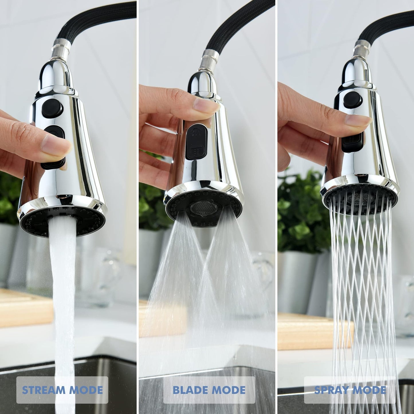 Lavatrum Kitchen Faucet with Pull Down Sprayer Tall Single Handle High Arc Kitchen Sink Faucet Faucet for Kitchen Sink 3-Function Sprayer 17 Inch,Chrome