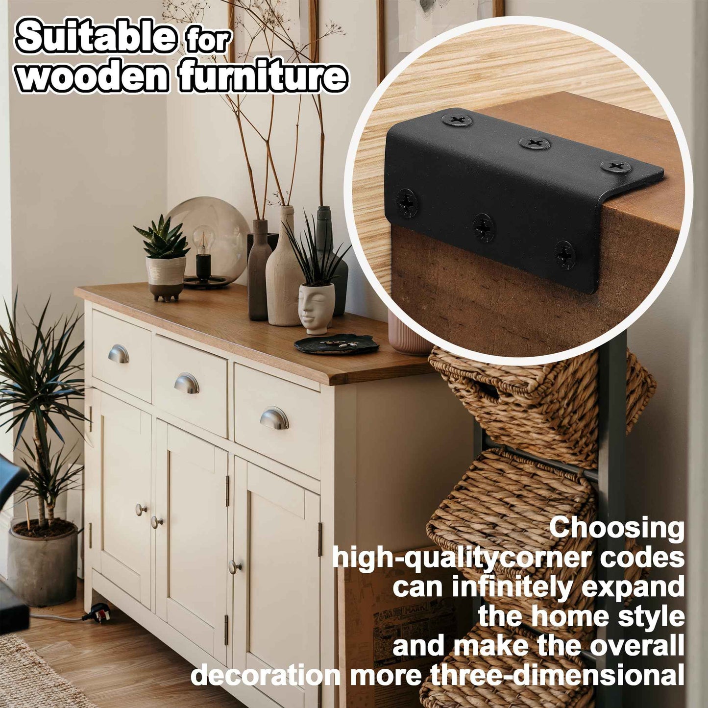 Redunest L Bracket, Heavy Duty Corner Brace, 10 Pack 5.51" Metal Shelf Bracket Angle Bracket for Shelves, Black Metal Braces for Wood, 140mm Overall Length