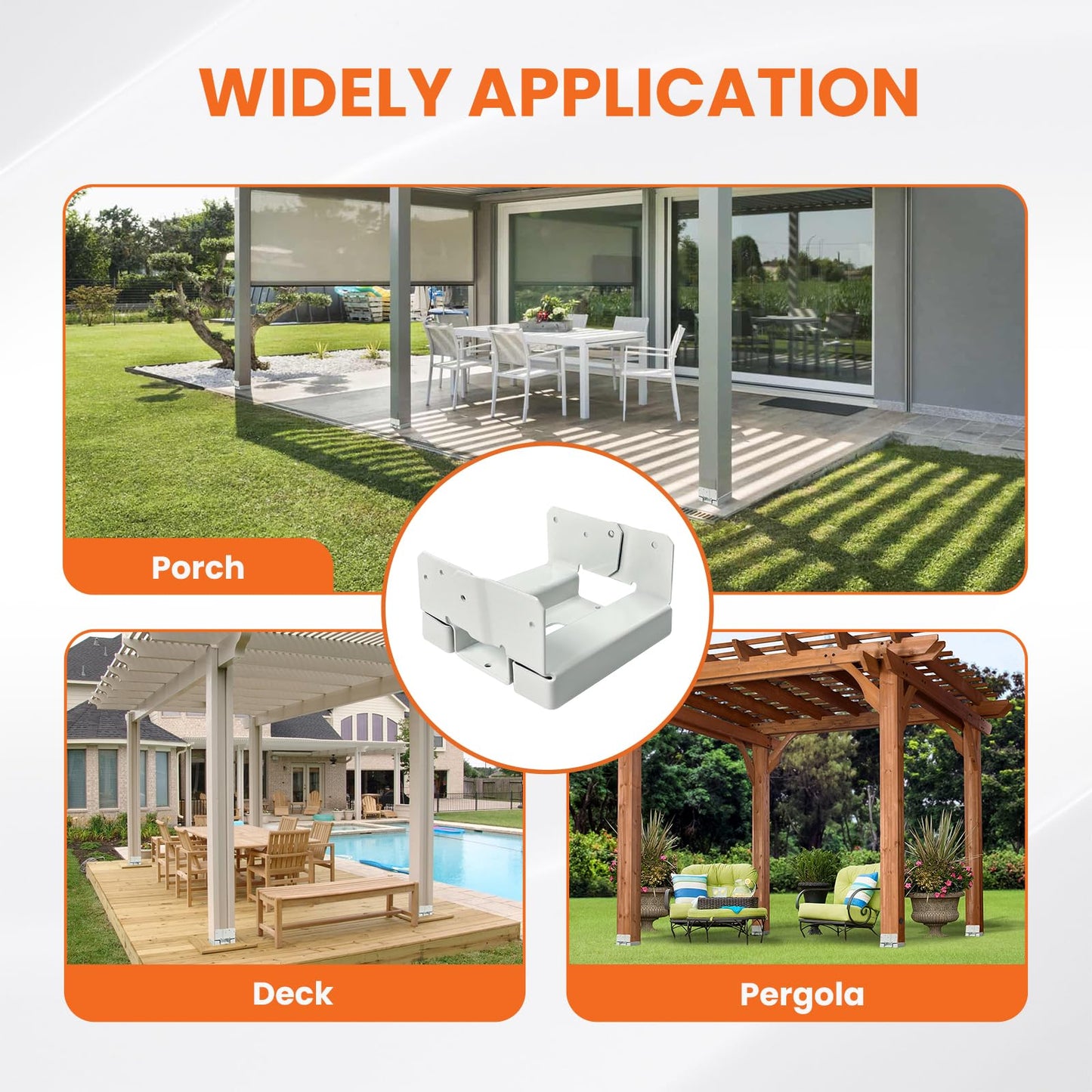 10PCS 6x6 Post Base for Concrete Heavy Duty White E-Coated 6x6 Post Bracket Anchor Adjustable Base with 1" Standoff for Deck Pergola Patio Gazebo Porch (Included Screws)