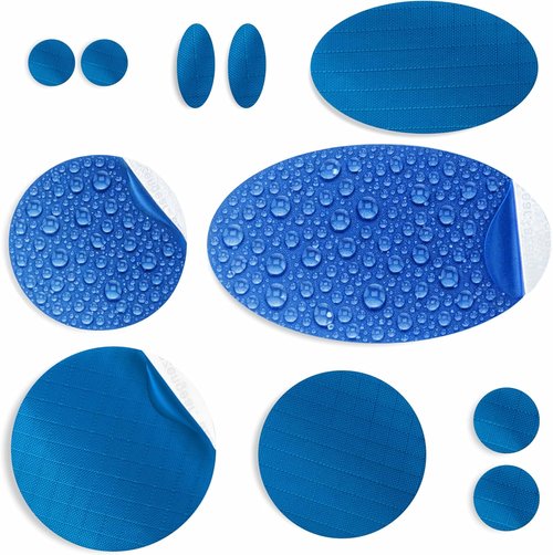 aZengear Repair Patches - Waterproof Self-Adhesive for Jackets, Tents, Shoes & More | 11 Pieces, Blue