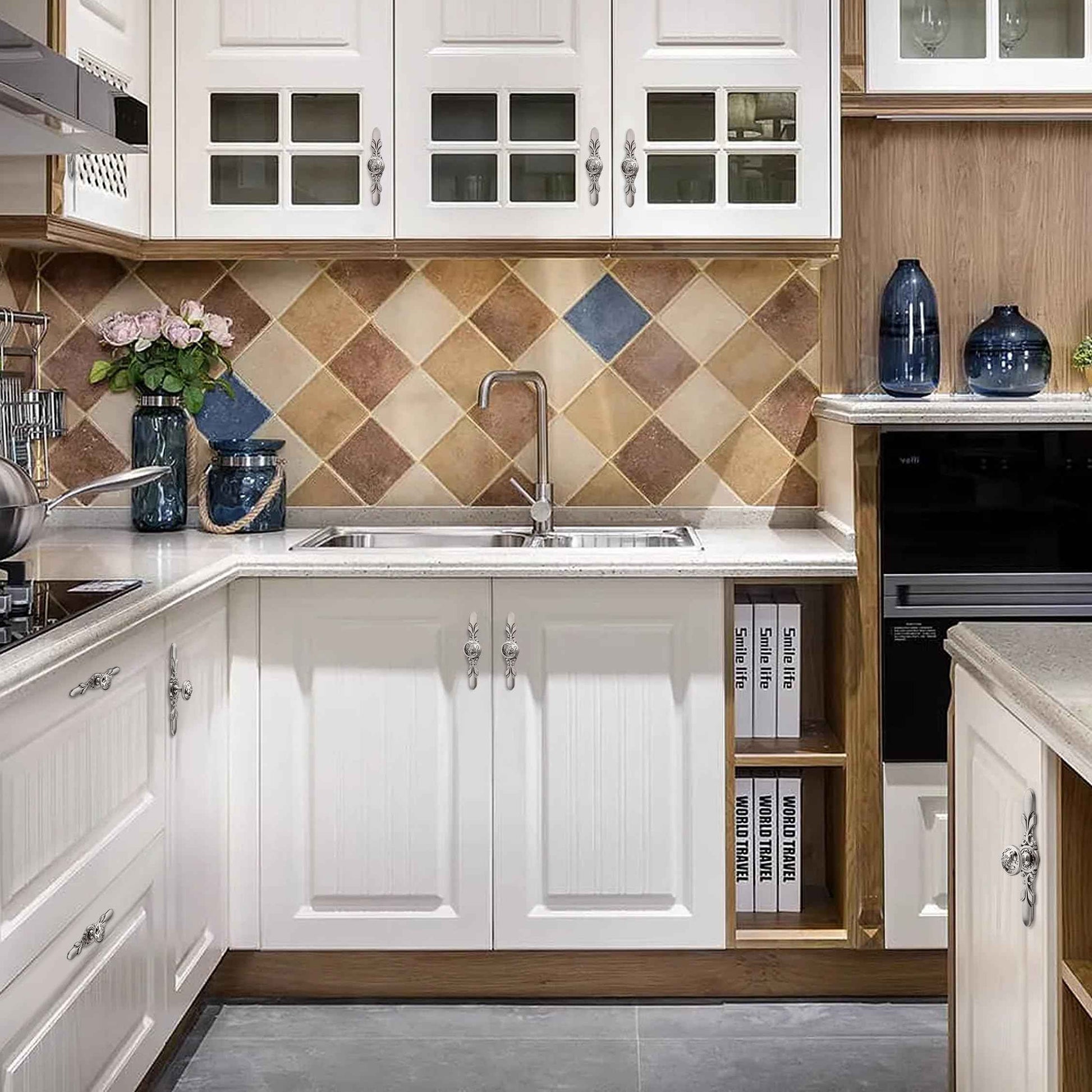 YCSJ Round Drawer Knobs and Pulls - 10 Pack / 1.26 Inch, Brushed Nickel Knobs, Modern Drawer Knobs for Office Cabinets, Bathroom Cabinet Knob, Kitchen Decorative Hardwares