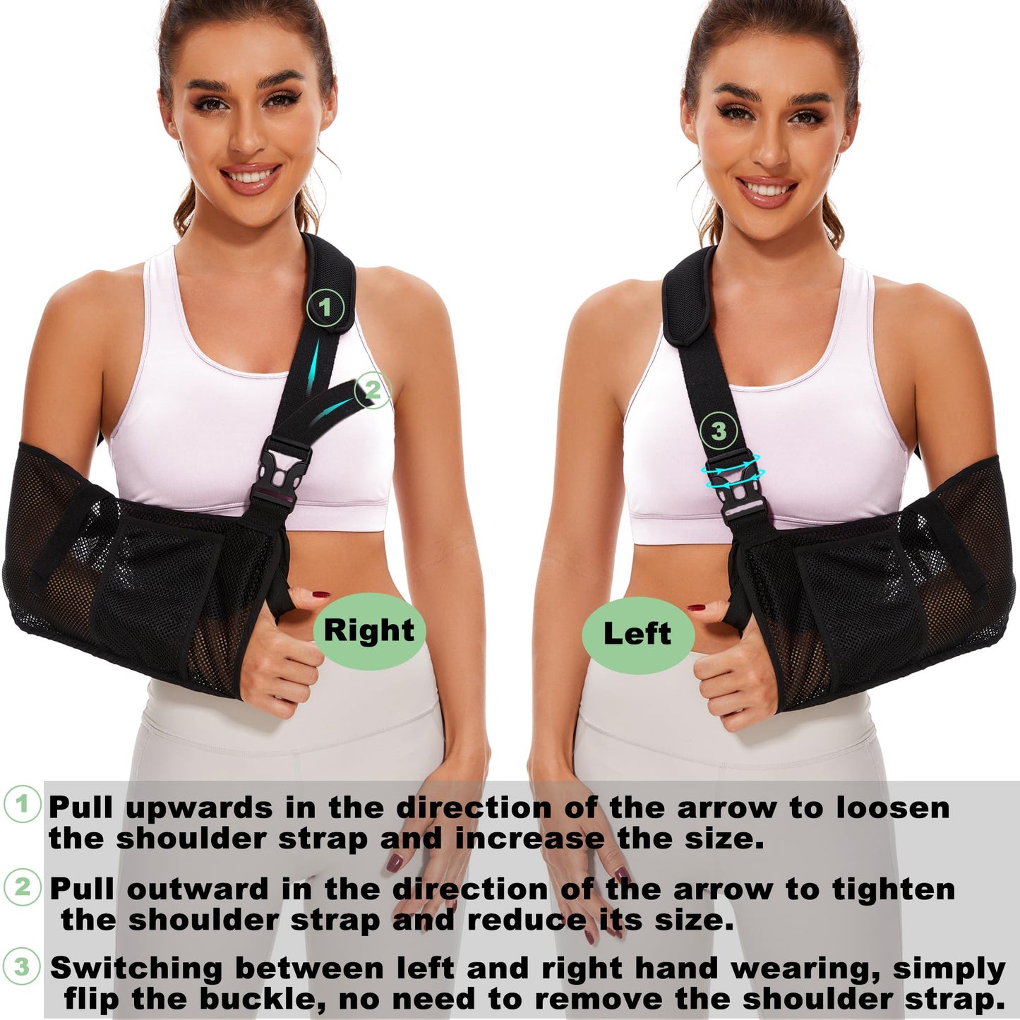 KONSEDIK Mesh Arm Sling - Medical Shoulder Sling for Shower - Adjustable Arm Brace,for Men Women Rotator Cuff Injury,Left Right Arm,Wrist, Elbow,Clavicle Fracture Post-Surgery(Medium)