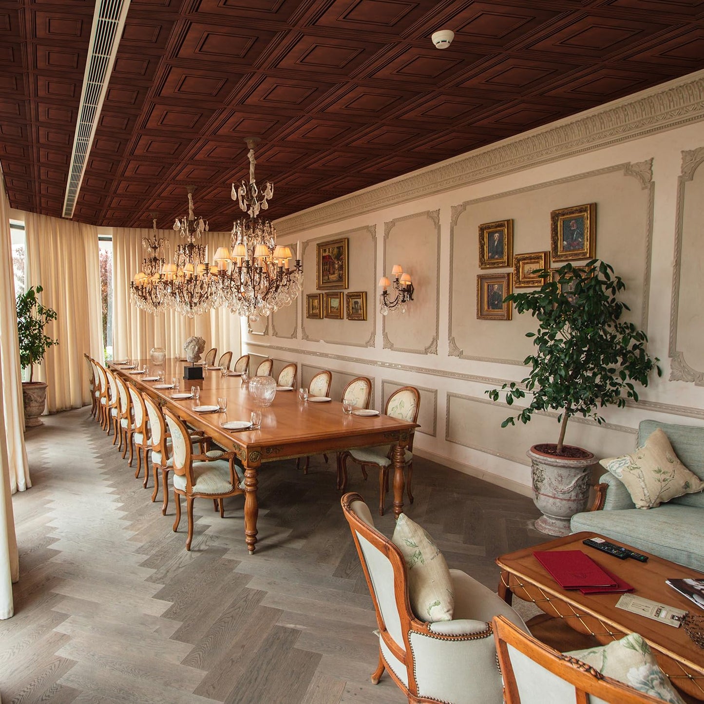 STICKGOO Glue Up Ceiling Tiles, 24x24 Inch PVC Decorative Drop Ceiling Tile Antique Copper 48 Sq. Ft, Pack of 12 Tiles